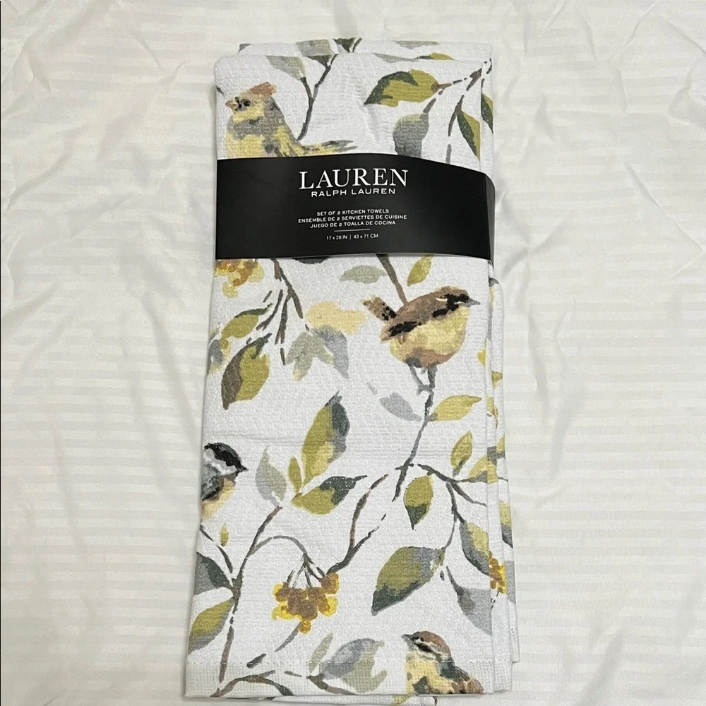 Lauren Ralph Lauren Kitchen Towels set of 2 Bird and leaf design